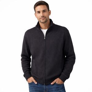 Marc Anthony Jacket Mens XL Black Knit Full Zip Bomber Slim Fit Stand Collar